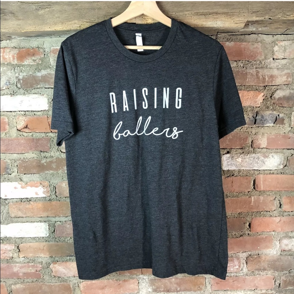 Raising Ballers Gray T-Shirt Baseball Mom Tee